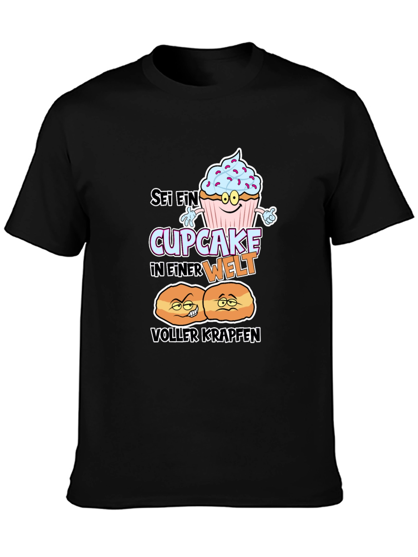 Black Cupcake vs Krapfen Graphic T-Shirt view 3