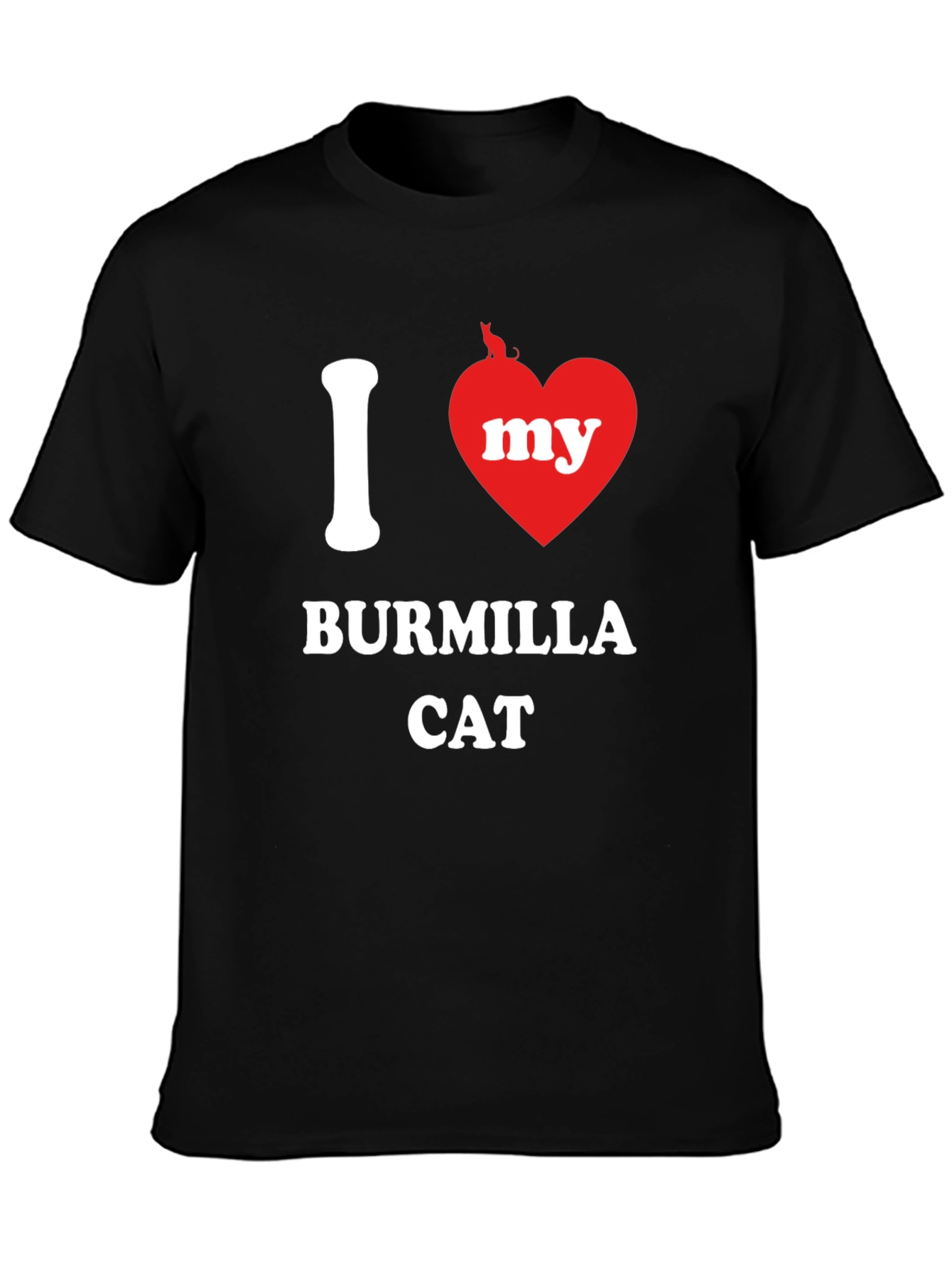 Black I Heart My Burmilla Cat Graphic T-Shirt view 3