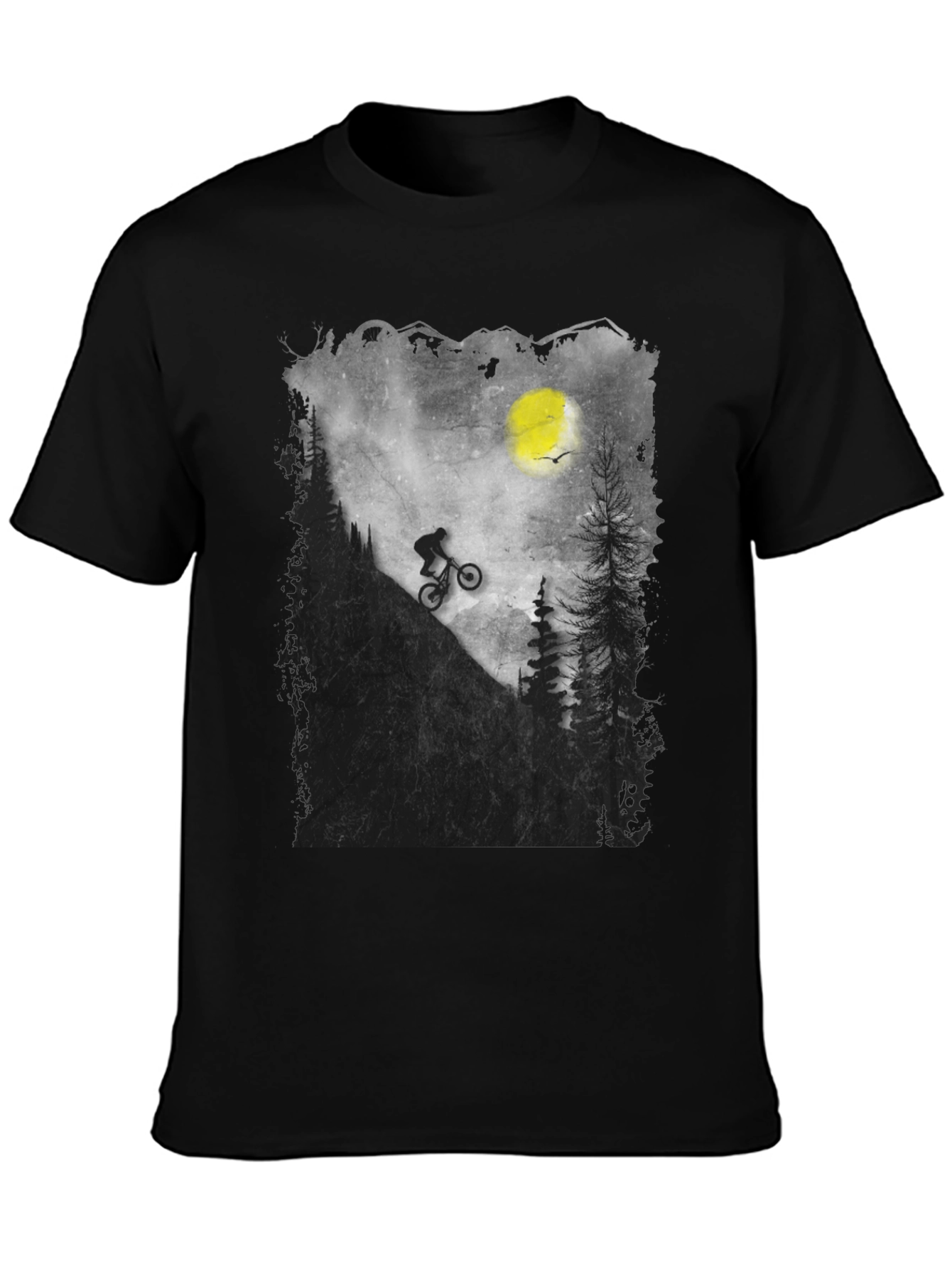 Black Mountain Biker Silhouette Graphic Tee view 3