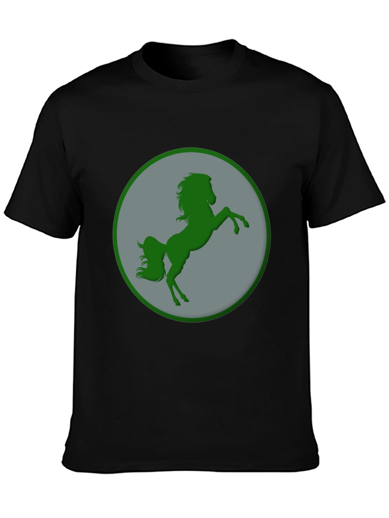 Black Green Horse Graphic Black T-Shirt view 3