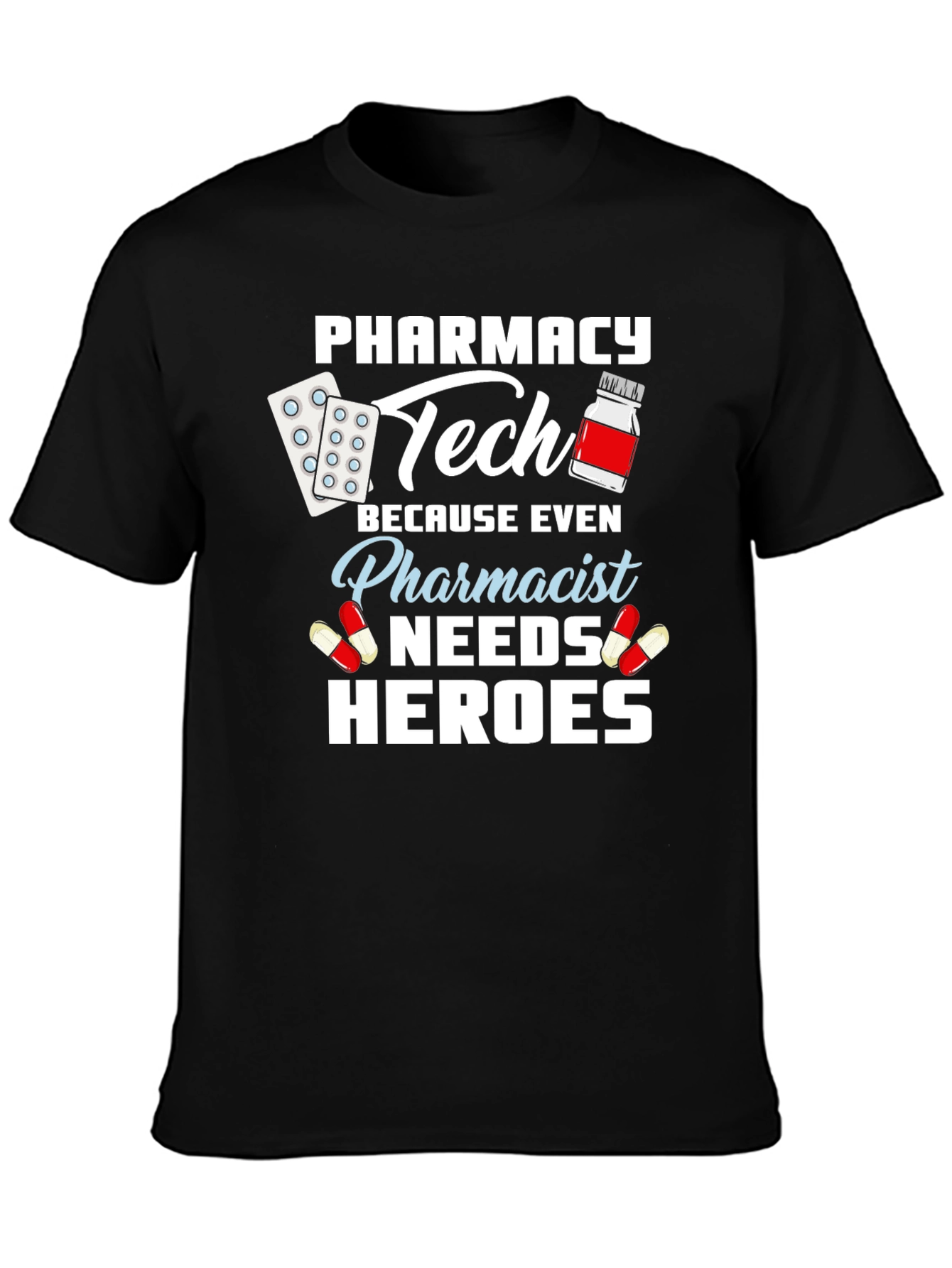 Black Pharmacy Tech Hero T-Shirt - Pharmacist Appreciation Gift view 3