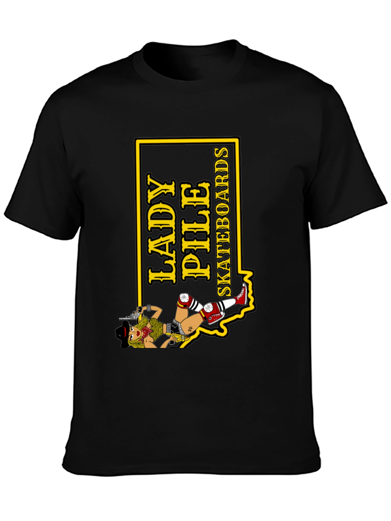 Black Lady Pile Skateboards Graphic Tee - Black view 3