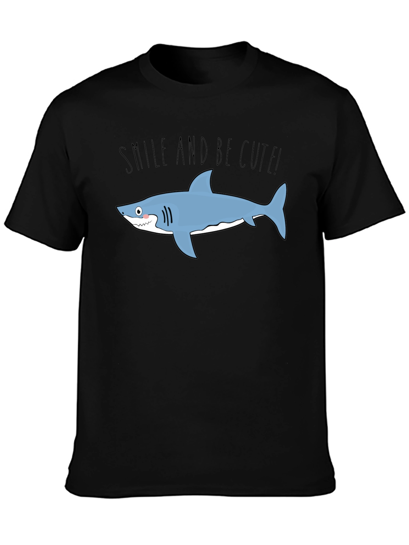 Black Smile and Be Cute Shark Graphic T-Shirt view 3