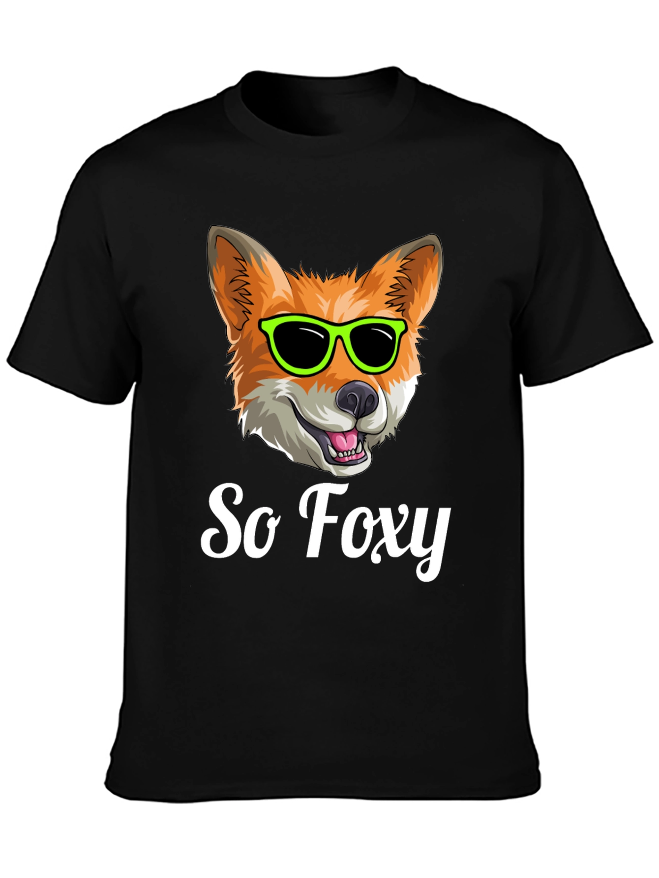 Black So Foxy T-Shirt - Cool Fox with Sunglasses view 3
