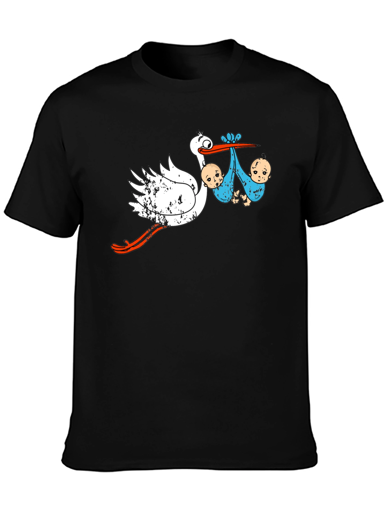 Black Stork Delivers Twins Graphic Tee - Unique Design view 3