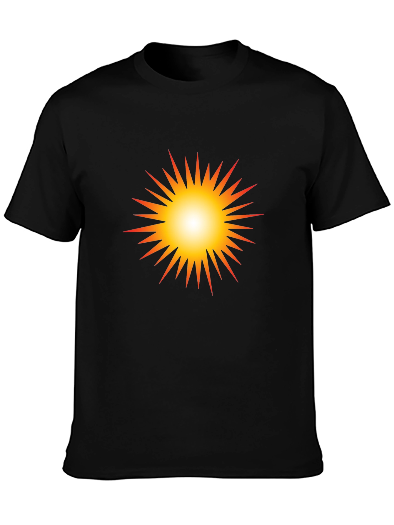 Black Radiant Sunburst Graphic Black T-Shirt view 3