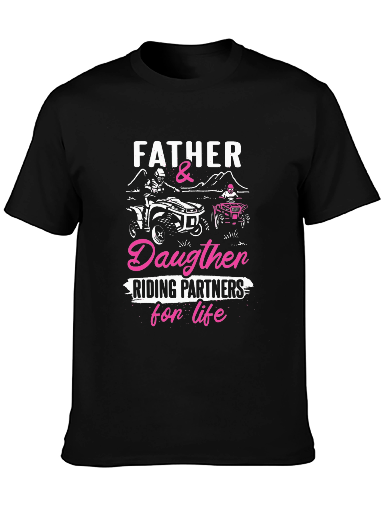 Black Father & Daughter Riding Partners T-Shirt view 3