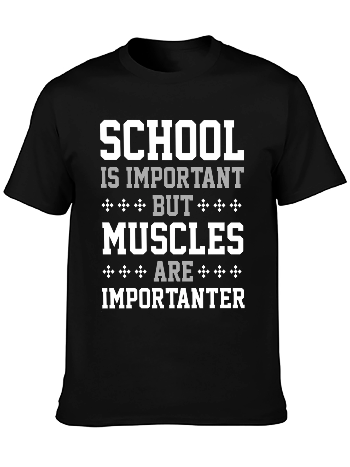 Black Funny School vs Muscles T-Shirt view 3