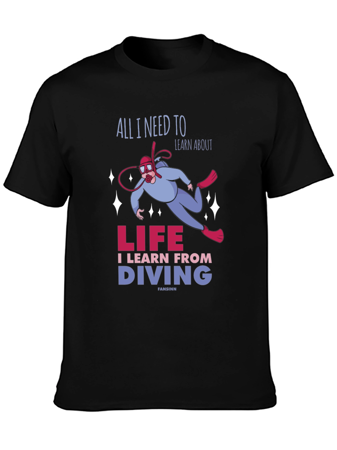 Black Diving Life T-Shirt: Learn from Diving view 3