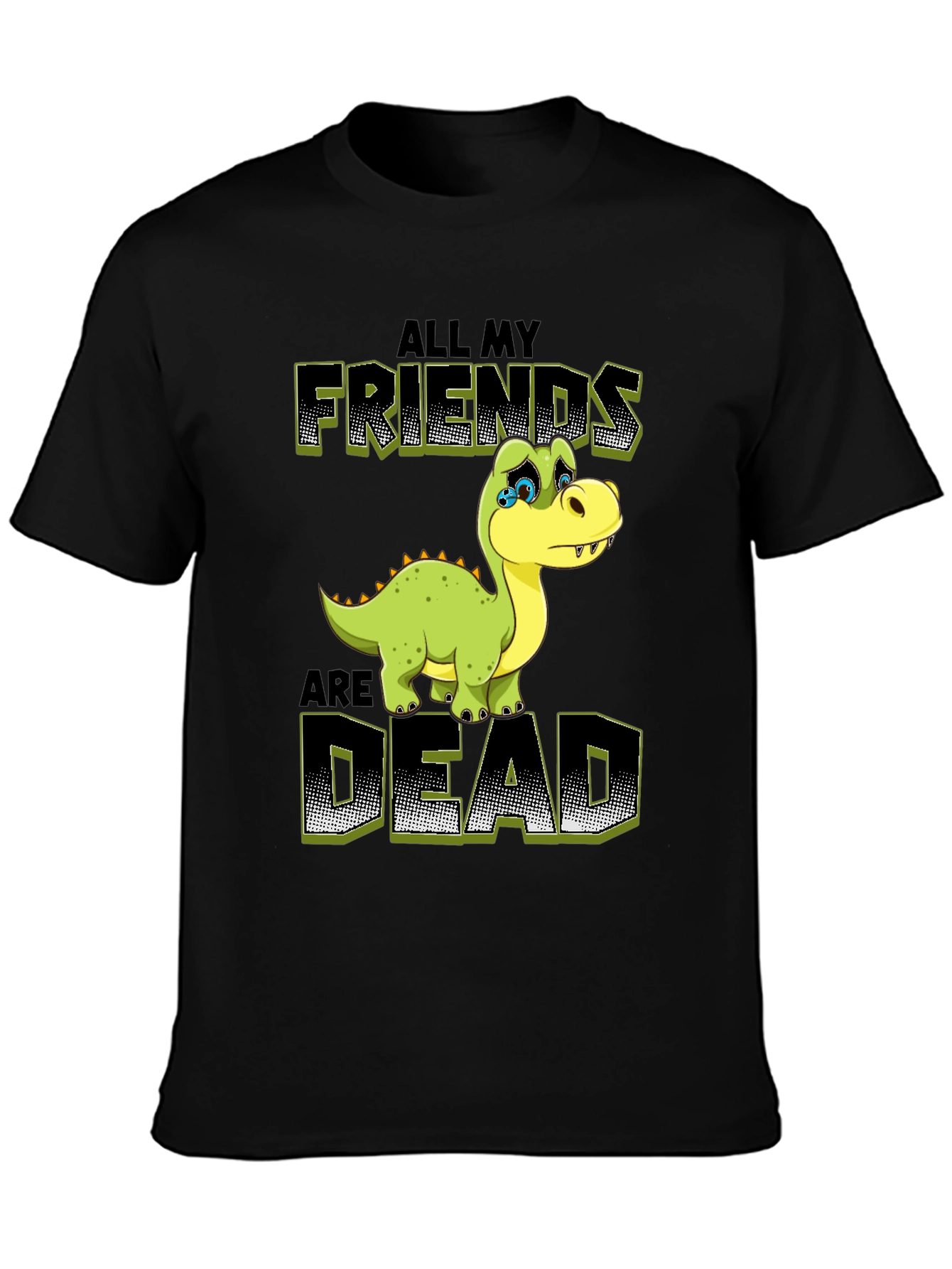 Black Sad Dinosaur Graphic Tee - All My Friends Are Dead T-Shirt view 3