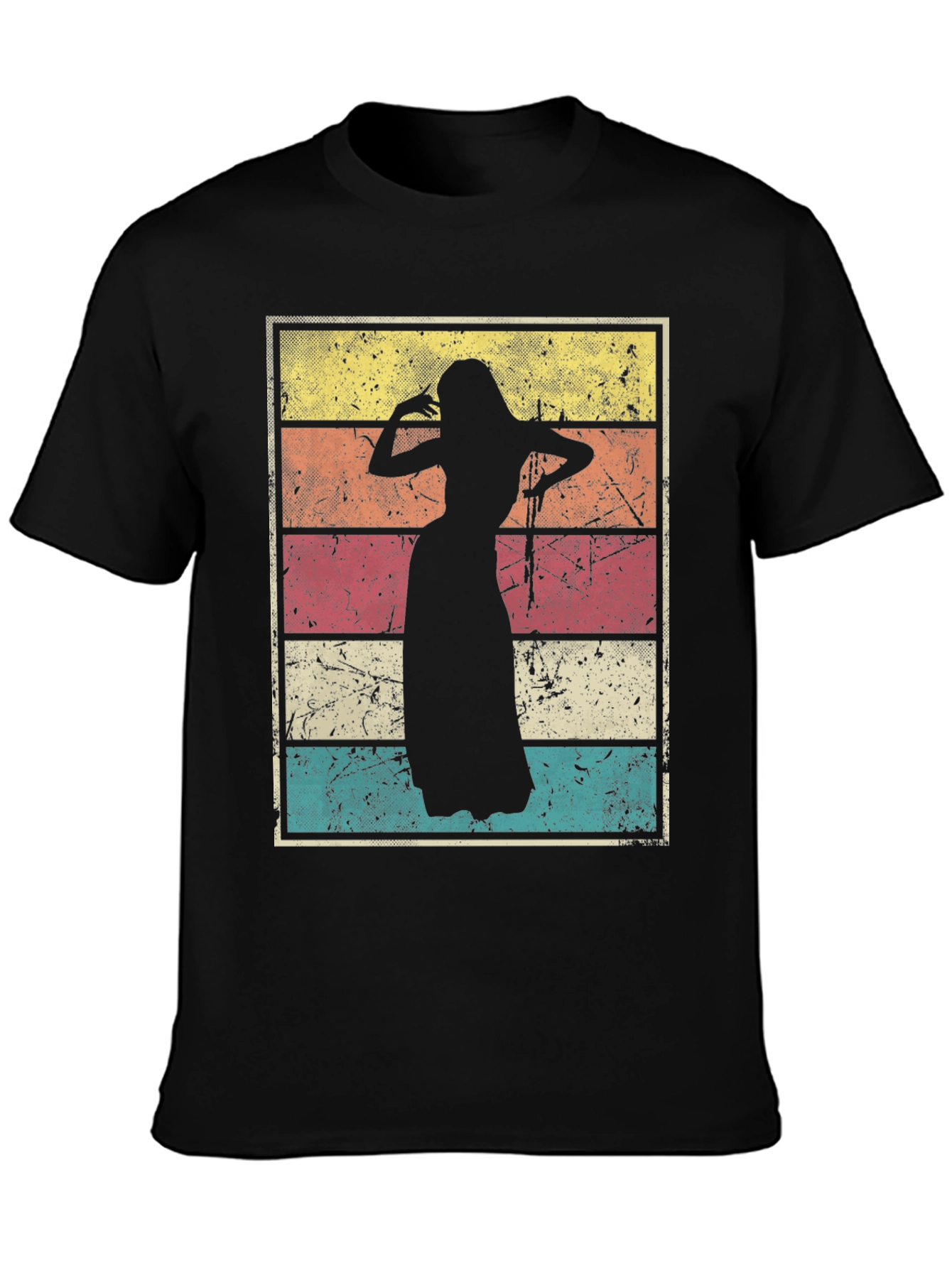 Black Vintage Belly Dancer T-Shirt view 3