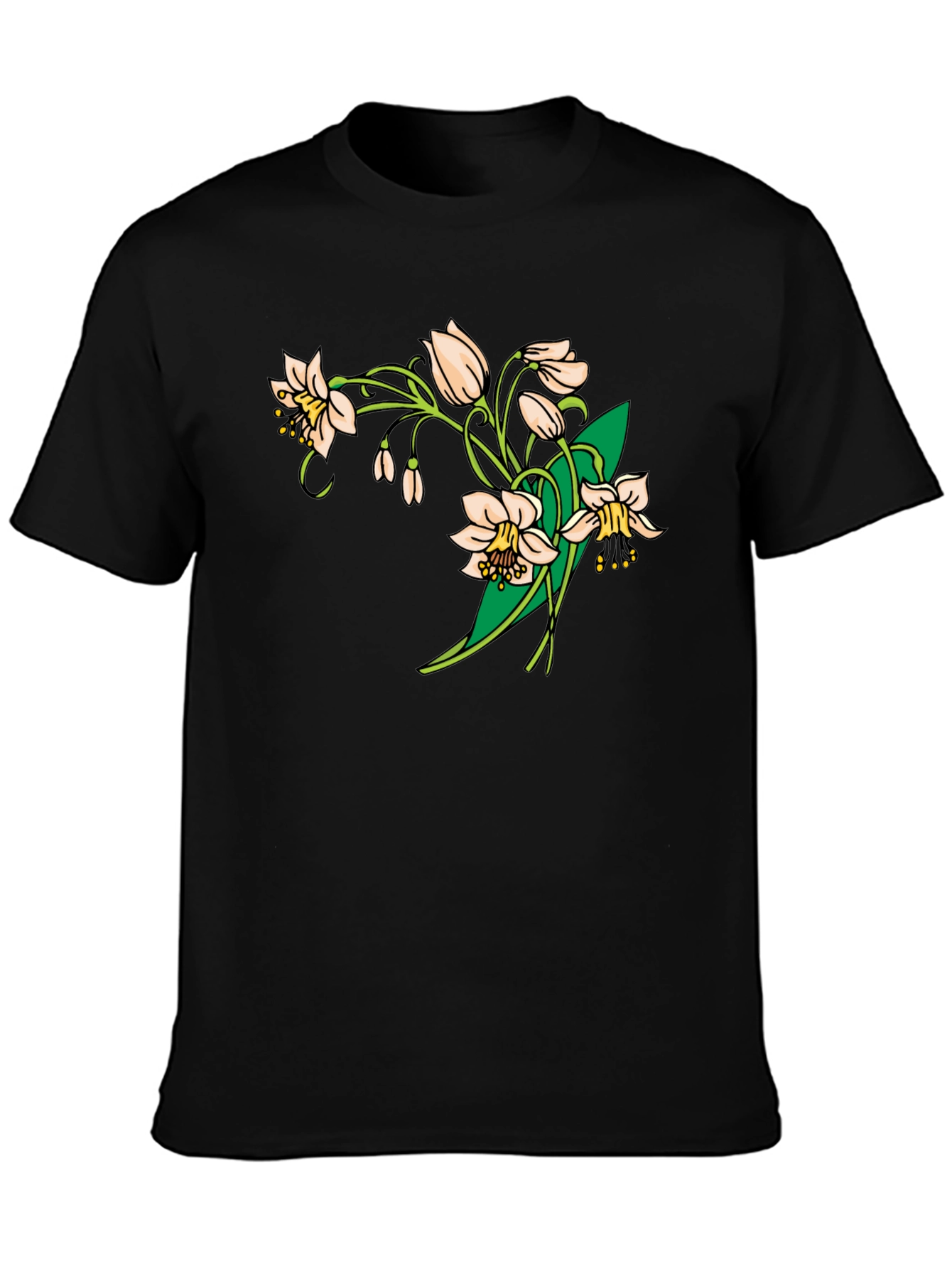 Black Floral Print Black T-Shirt - Stylish & Comfortable view 3
