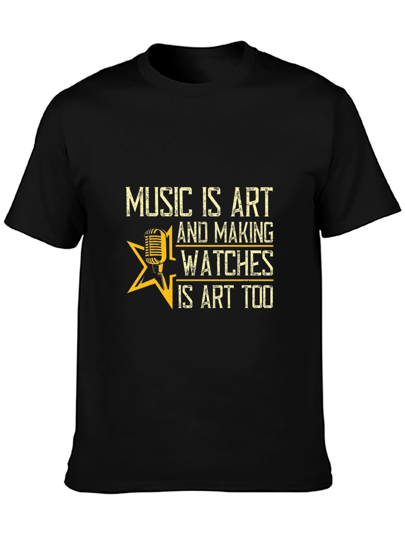 Black Music and Watches Art T-Shirt view 3