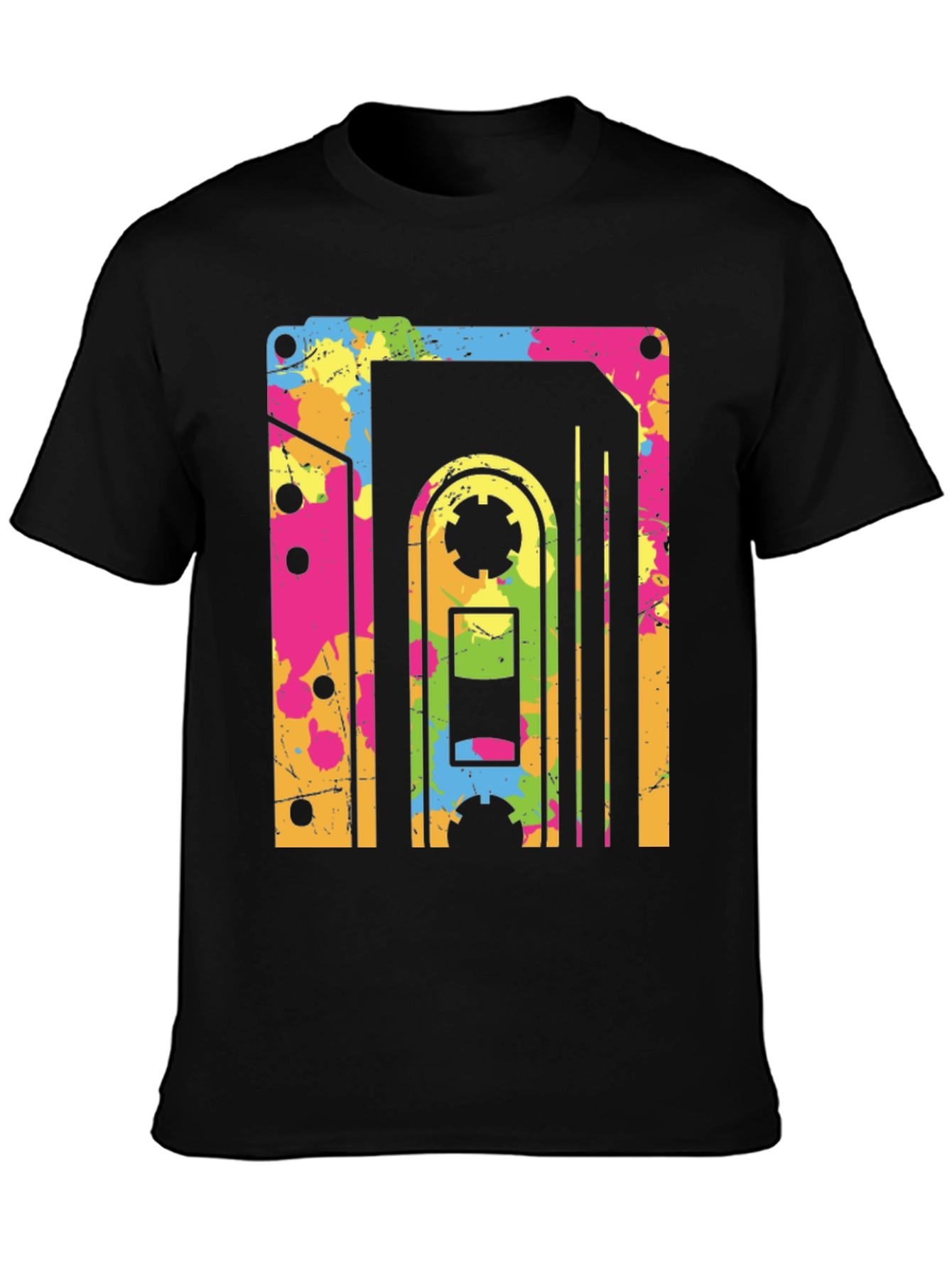 Black Retro 80s Cassette Tape Graphic Tee view 3