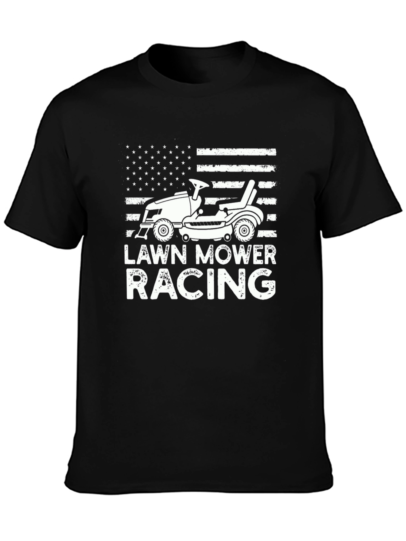 Black Lawn Mower Racing T-Shirt view 3