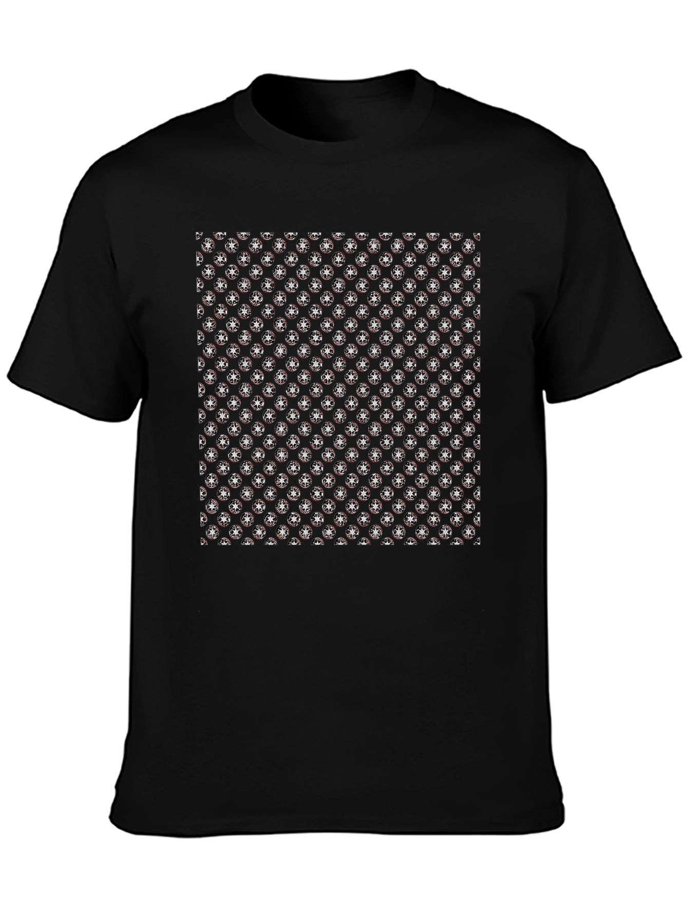 Black Patterned Graphic Print Men's T-Shirt view 3