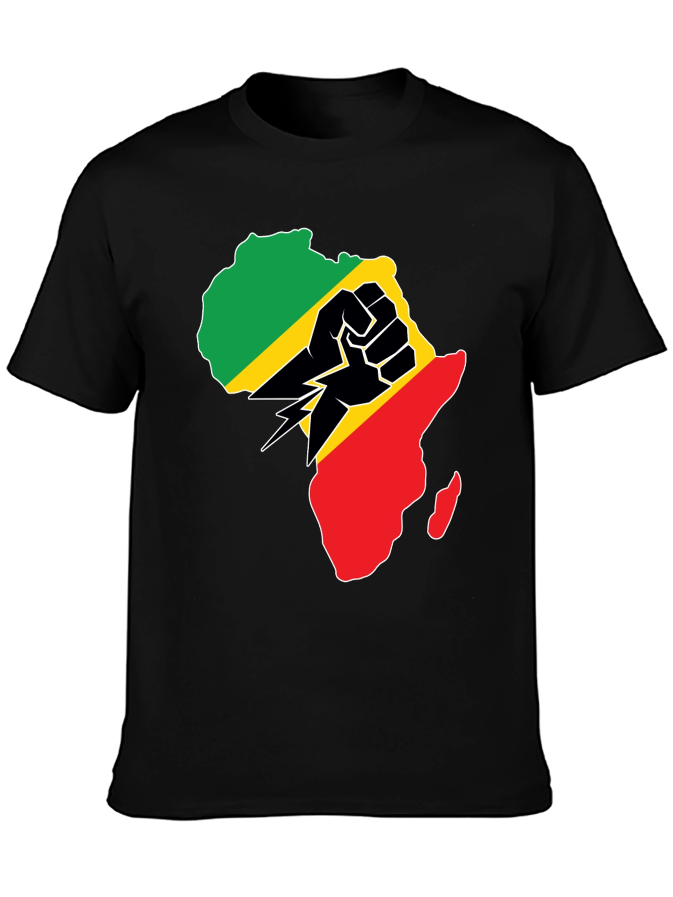 Black African Continent Graphic Black T-Shirt view 3