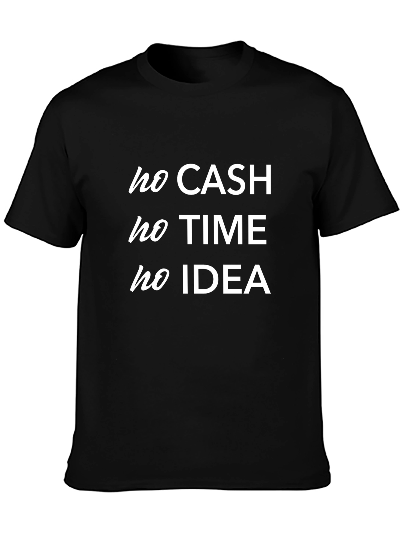 Black No Cash No Time No Idea Black T-Shirt view 3