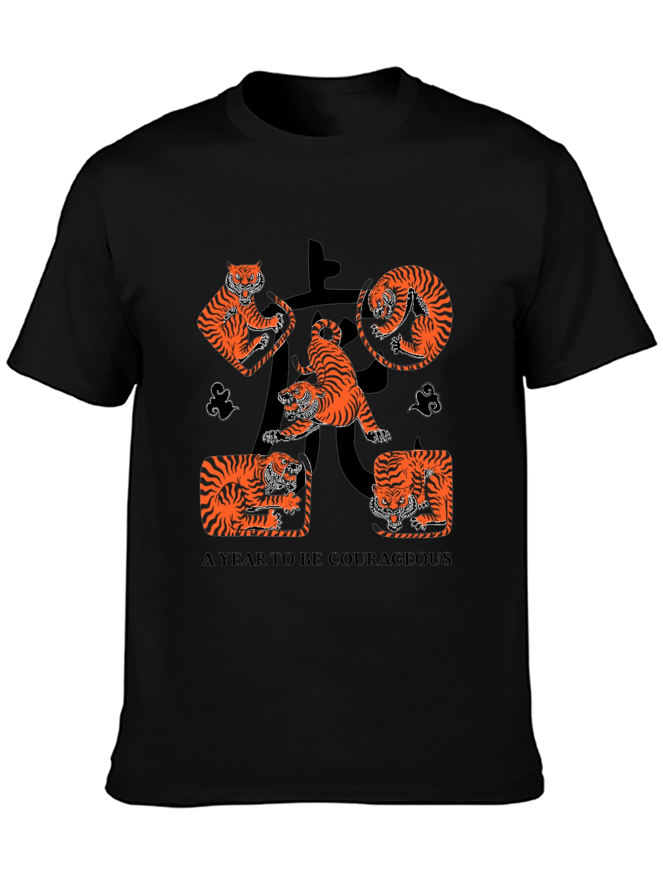 Black Year of the Tiger Graphic Tee - Black view 3