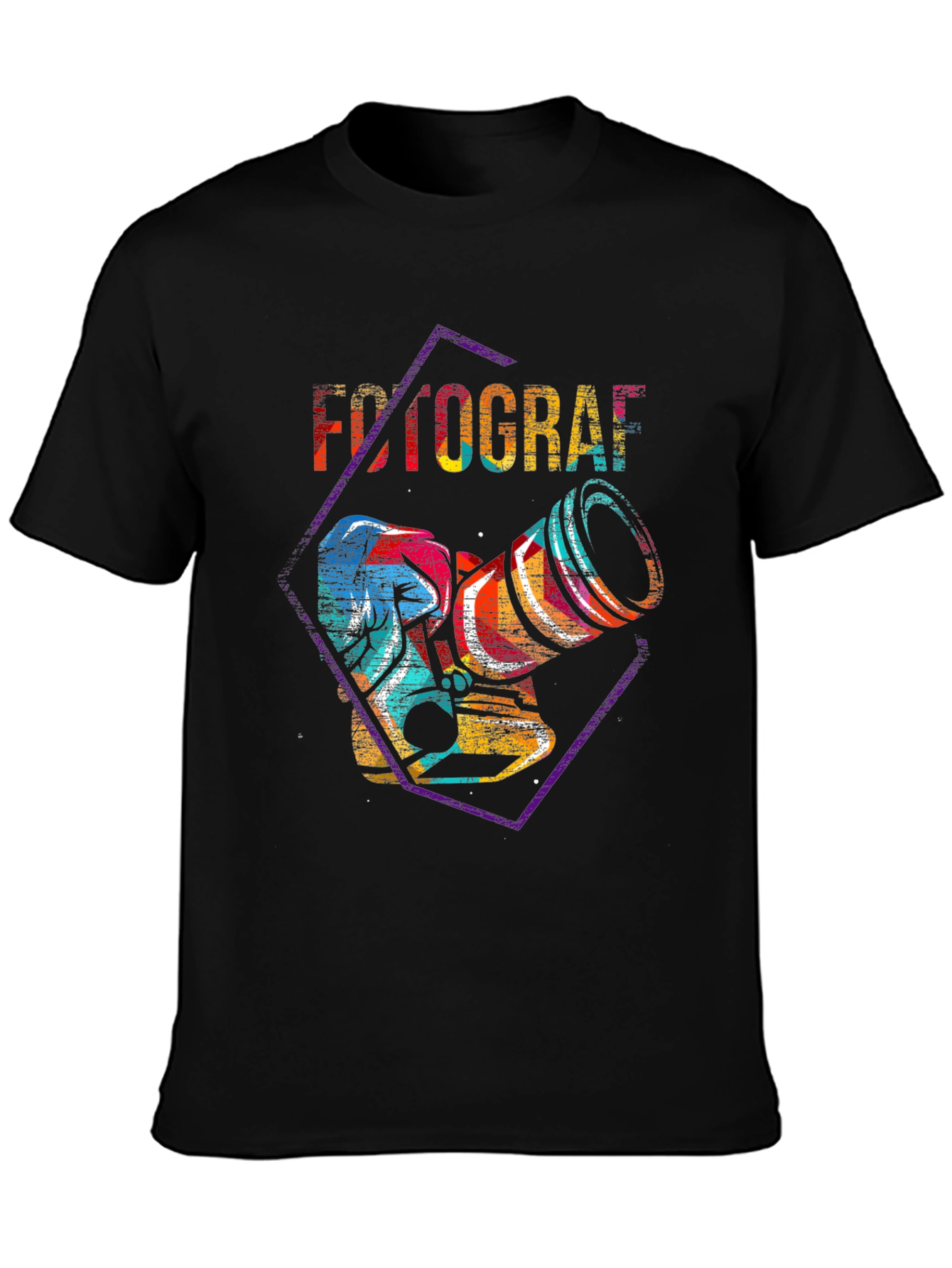 Black Colorful Photographer T-Shirt - Premium Graphic Tee view 3