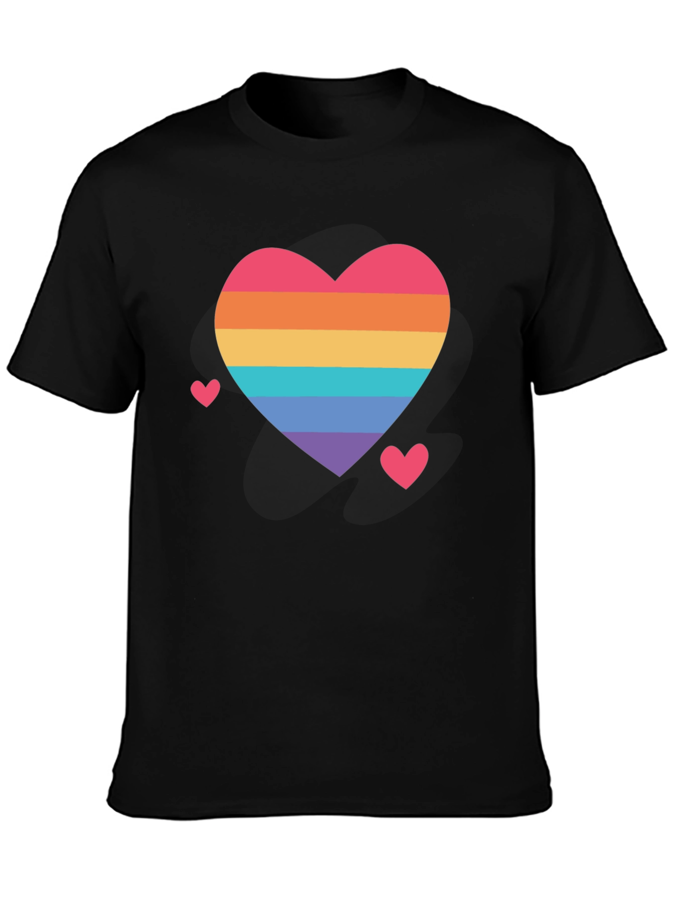 Black Rainbow Heart Pride T-Shirt - Soft Cotton Comfort view 3