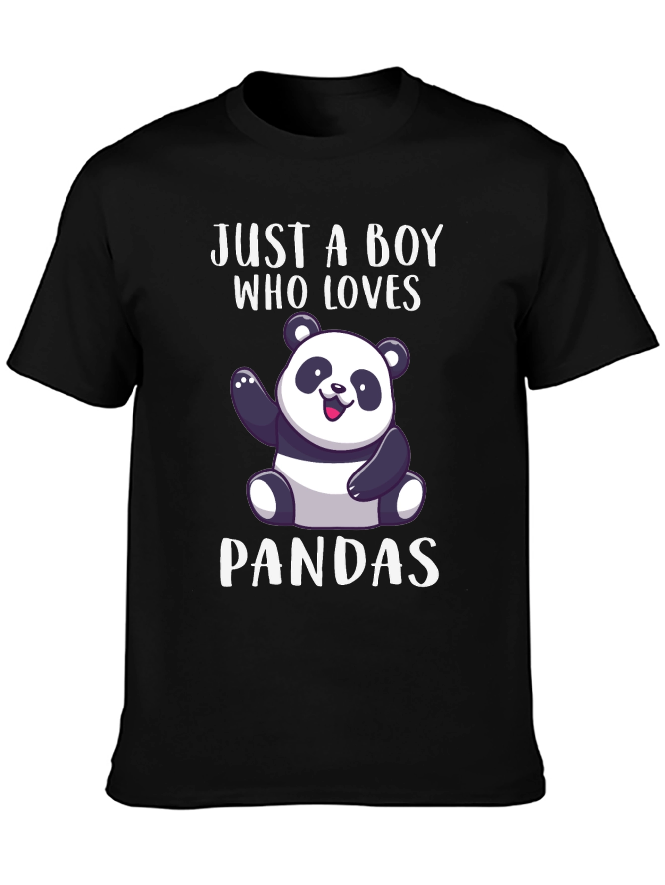 Black Just a Boy Who Loves Pandas T-Shirt view 3