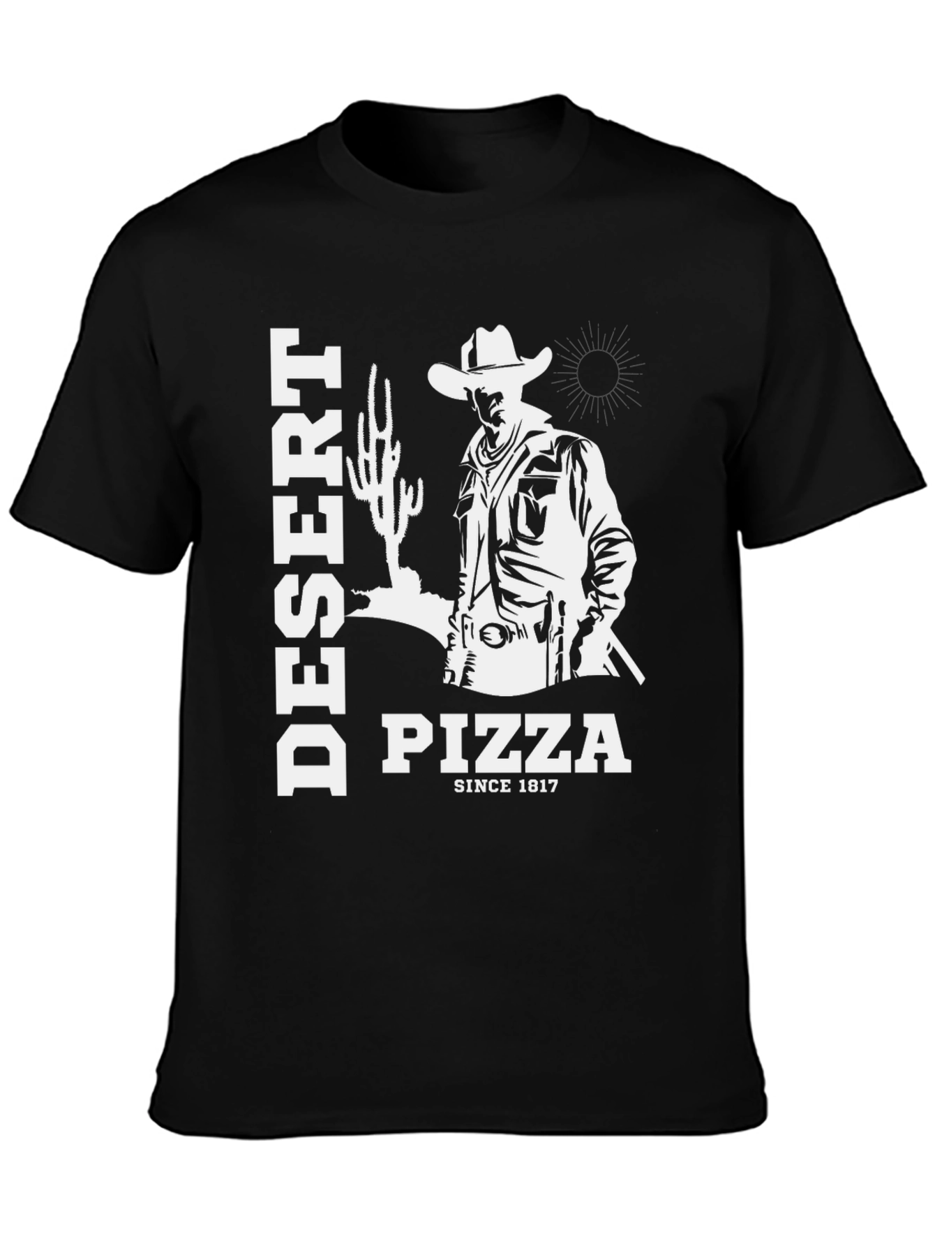 Black Desert Pizza Since 1817 Graphic Tee view 3
