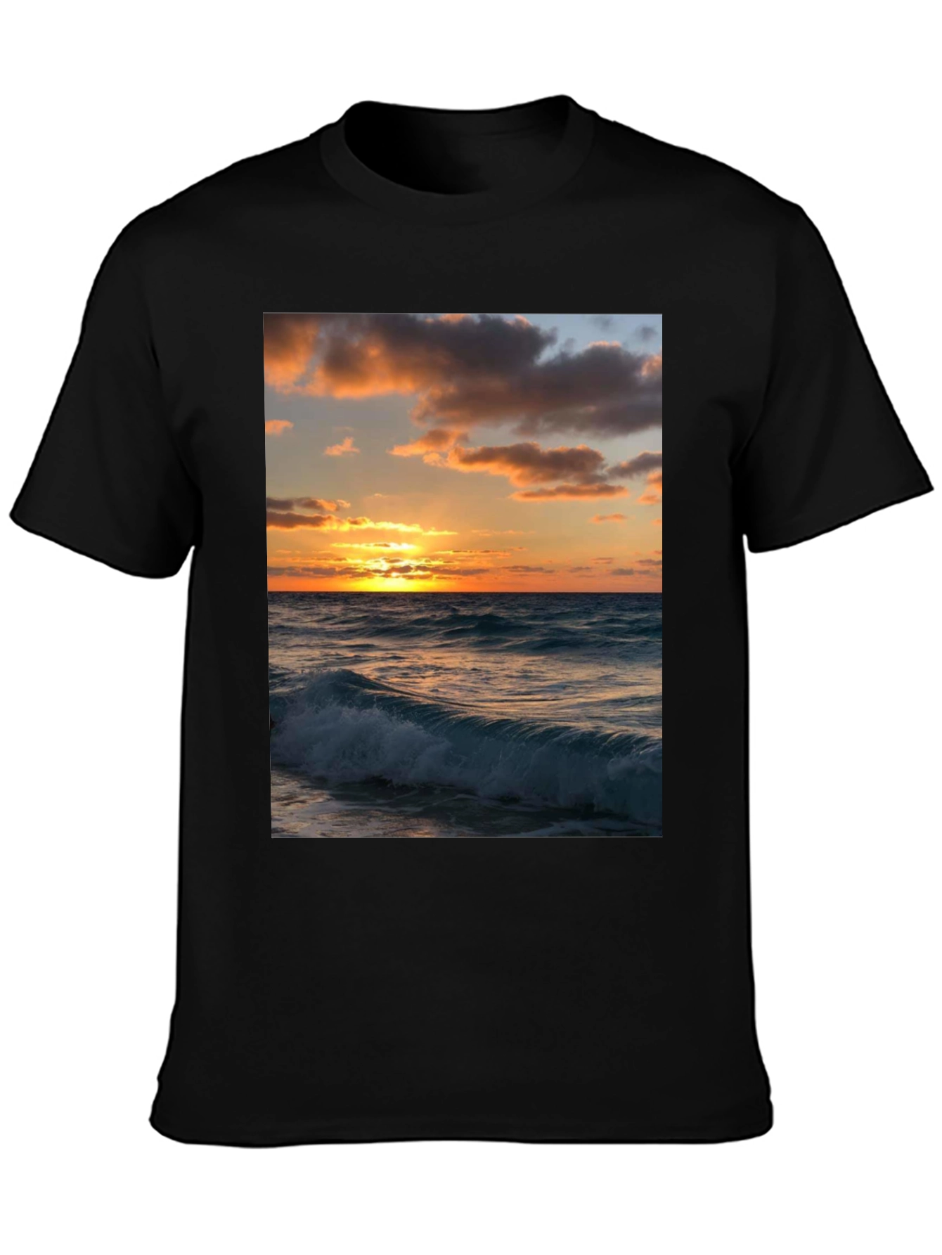 Black Sunset Wave Graphic Tee - Black view 3