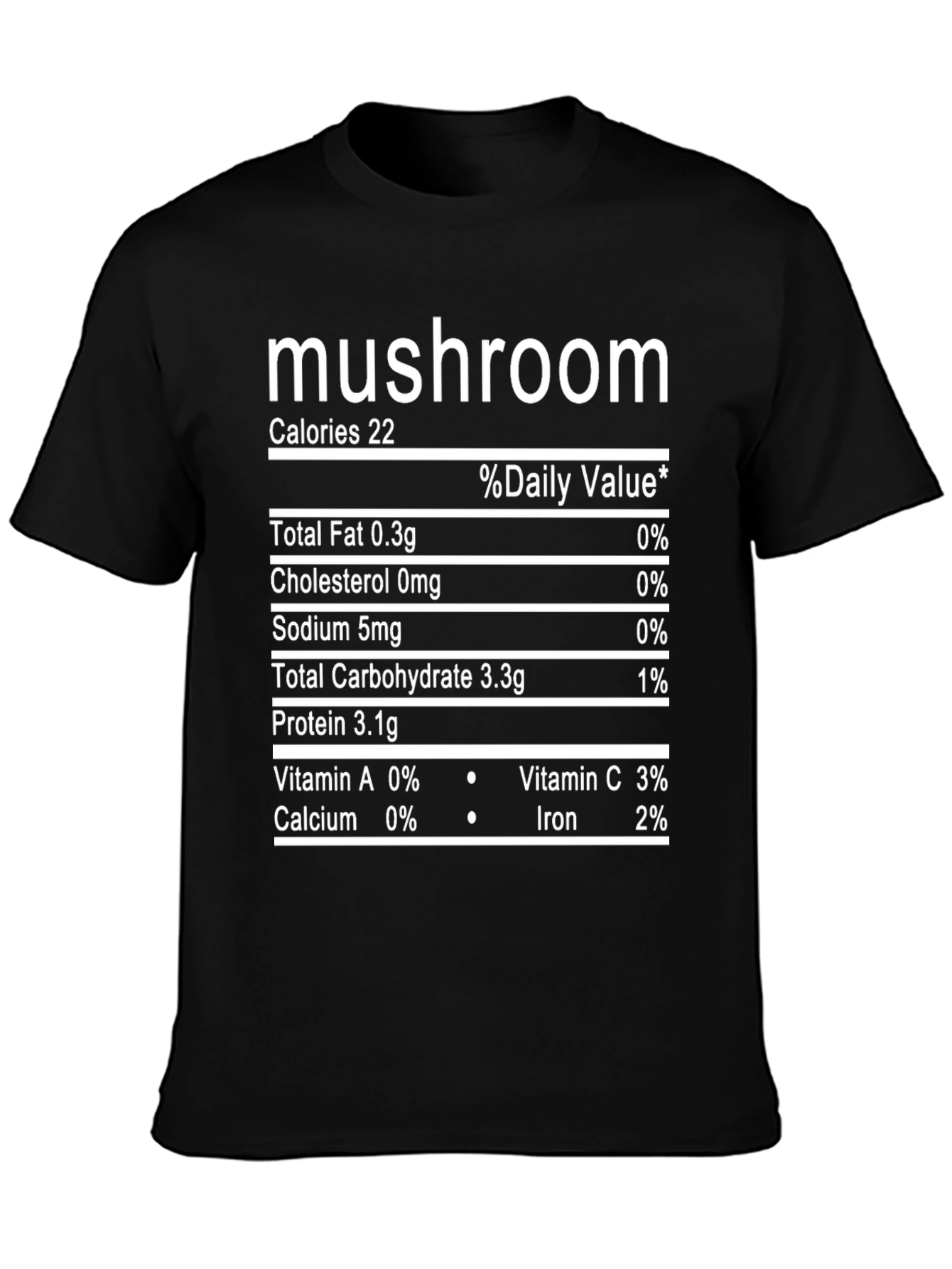 Black Mushroom Nutrition Facts Graphic Tee view 3