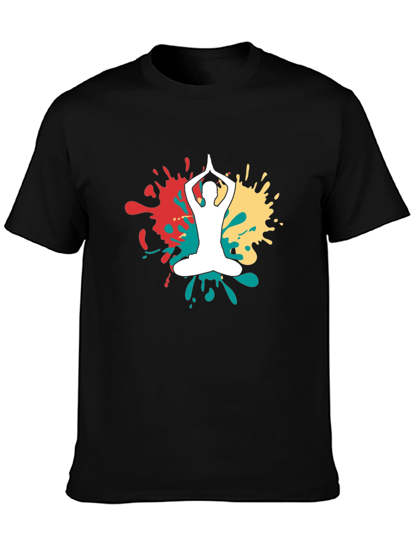 Black Yoga Pose T-Shirt - Relaxed Fit, Unique Design view 3