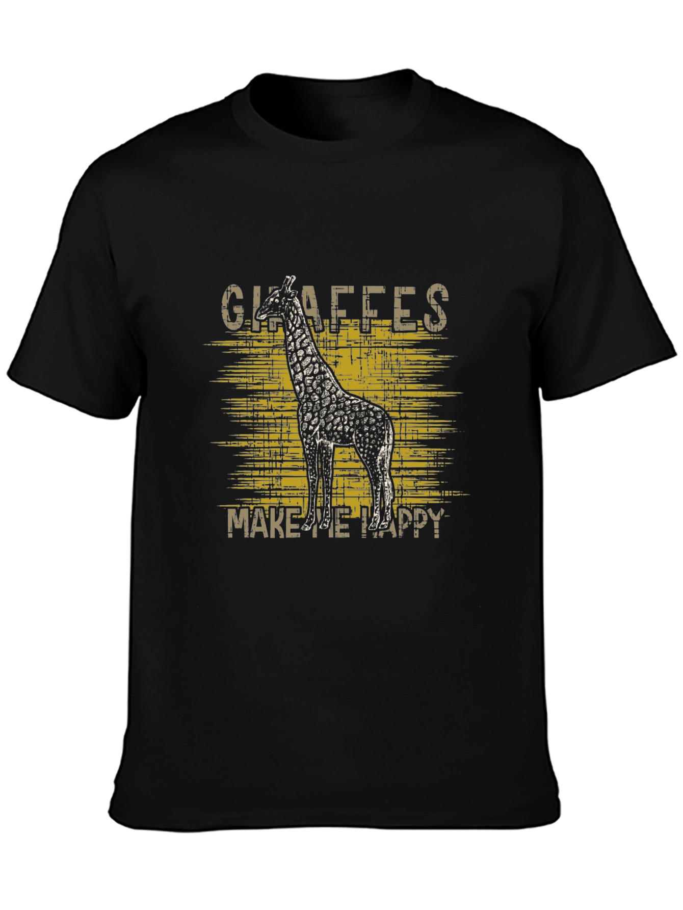 Black Giraffe Graphic Tee - Makes Me Happy - Black T-Shirt view 3