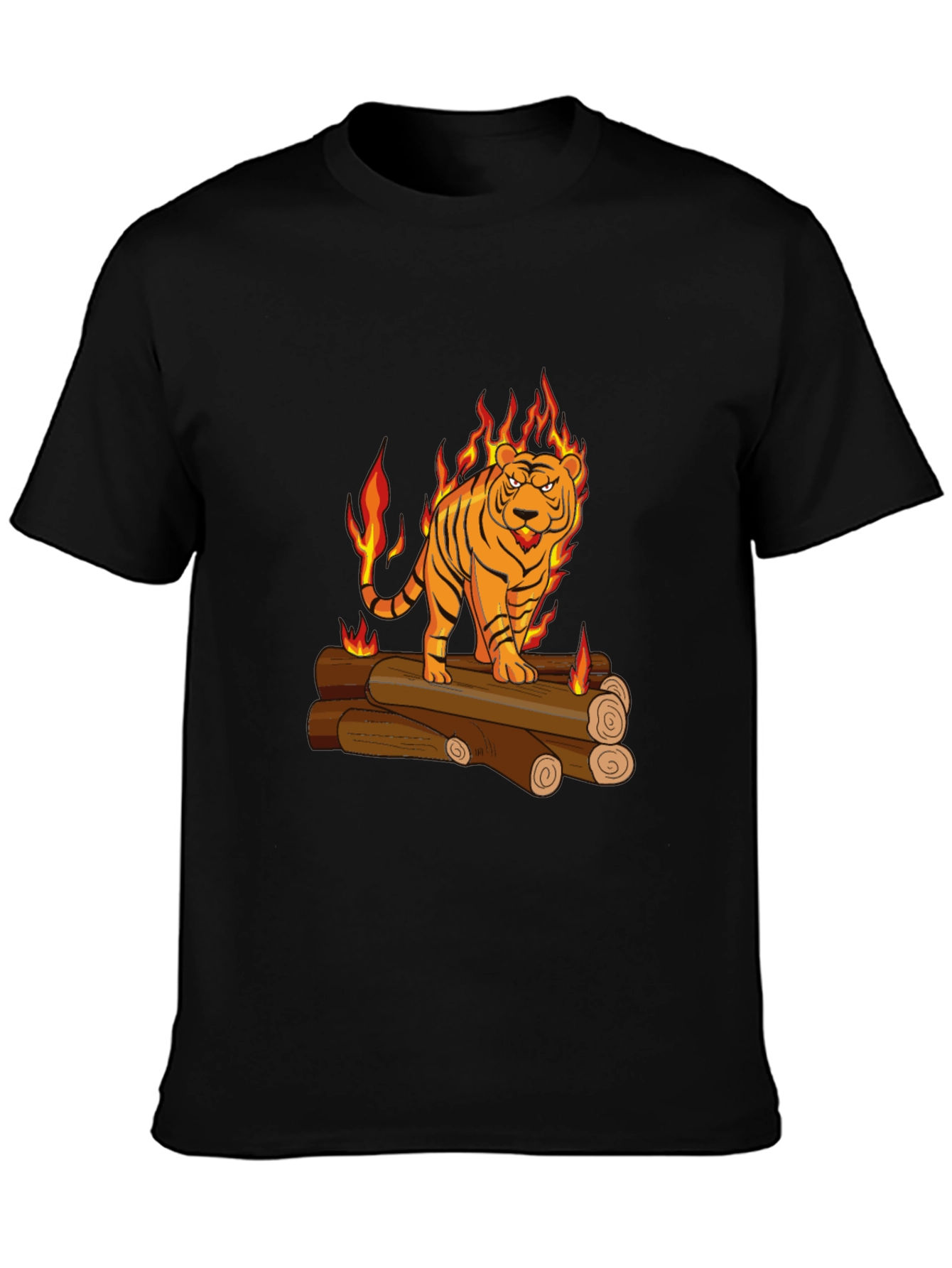 Black Fiery Tiger Graphic Tee - Black view 3