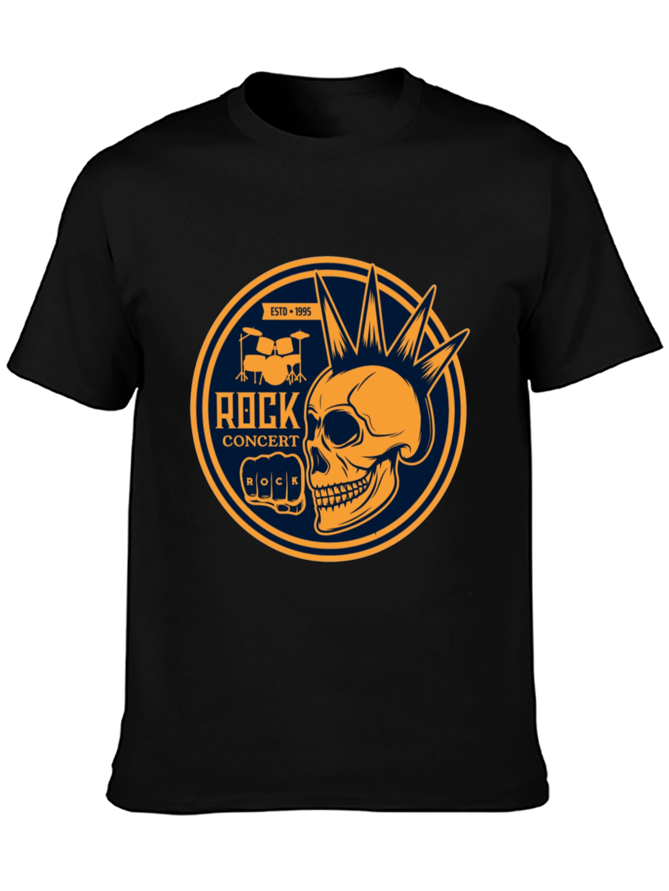Black Rock Concert Skull Graphic Tee - Black view 3