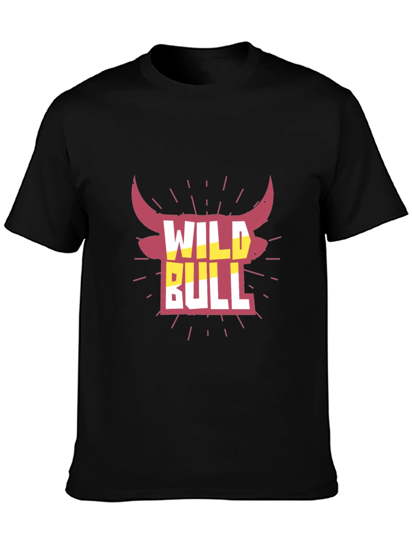 Black Wild Bull Graphic Tee - Black Crew Neck T-Shirt view 3