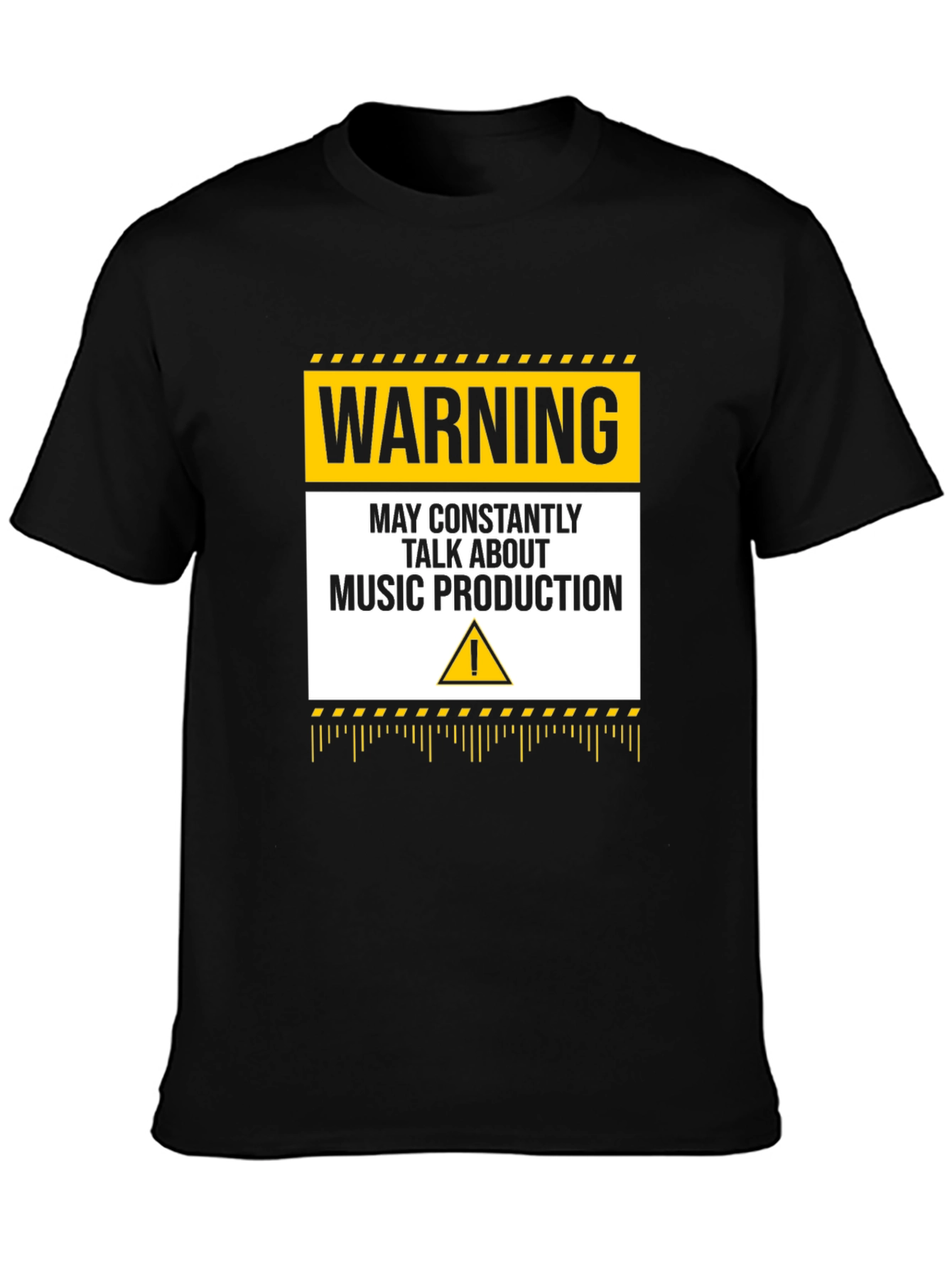 Black Warning Music Production T-Shirt view 3