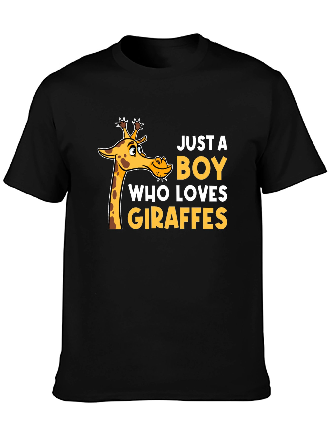 Black Just a Boy Who Loves Giraffes T-Shirt - Black view 3