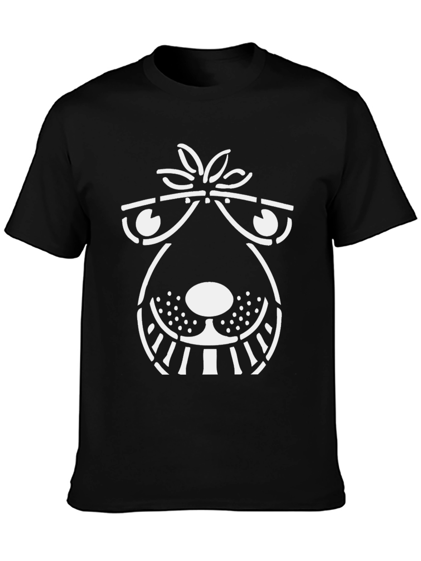 Black Funny Graphic Tee - Cartoon Dog Face - Black Cotton Shirt view 3