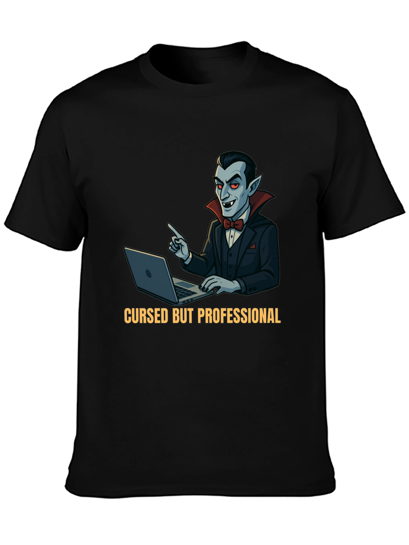 Black Cursed But Professional Vampire T-Shirt view 3