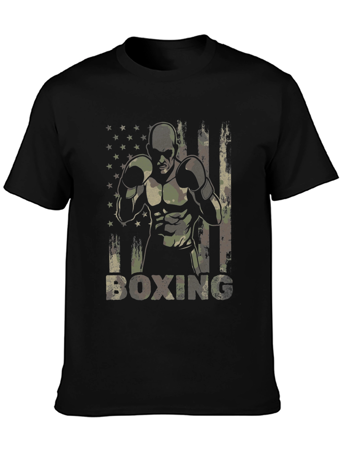 Black Military Boxing Camo T-Shirt view 3