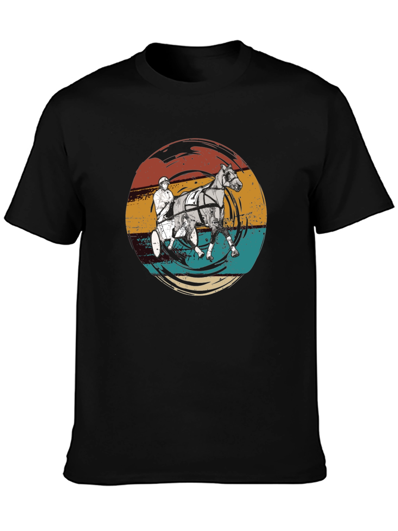 Black Retro Horse Racing Graphic T-Shirt view 3