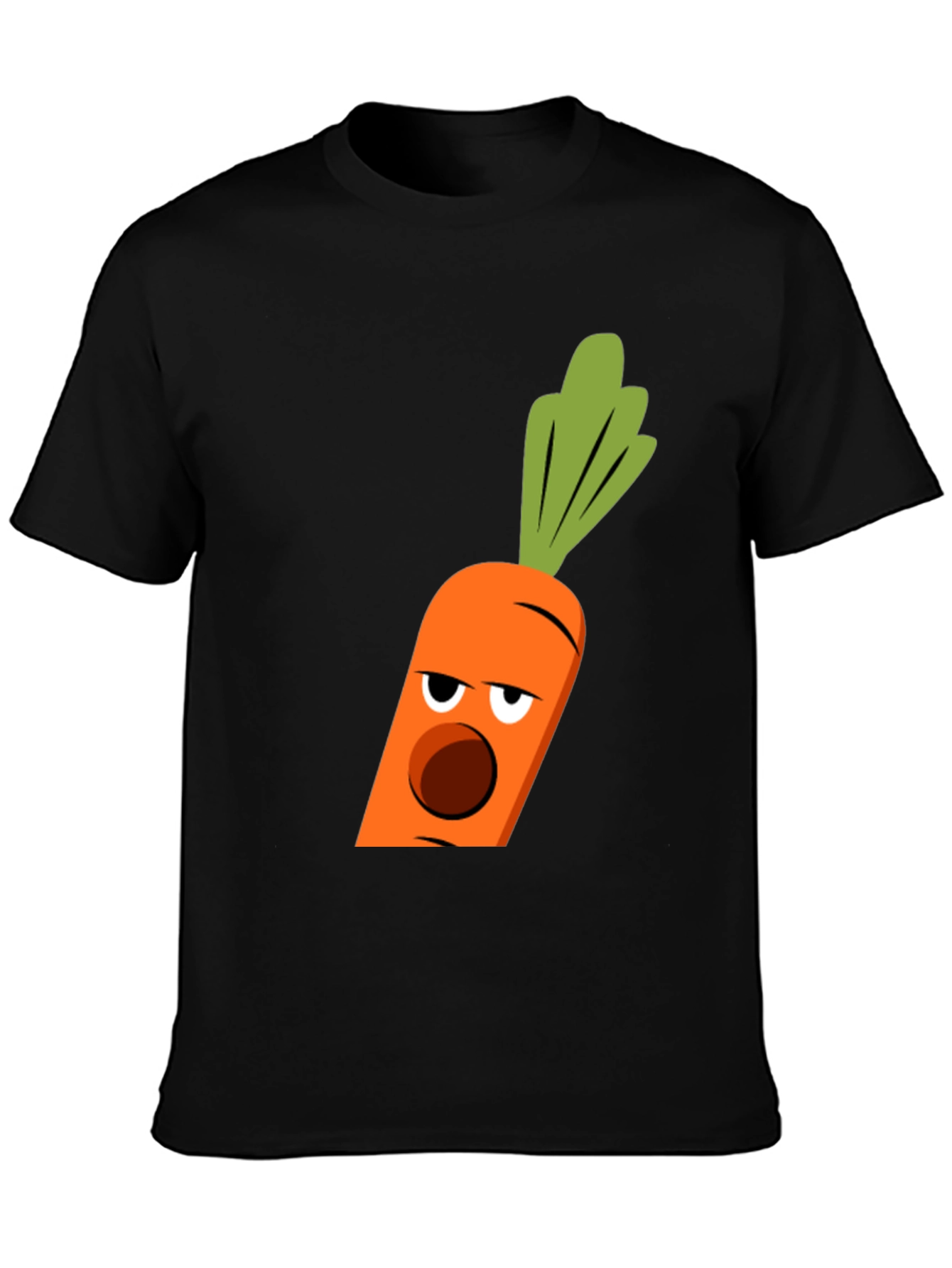 Black Funny Carrot Face Graphic Tee - Black Cotton Blend T-Shirt view 3