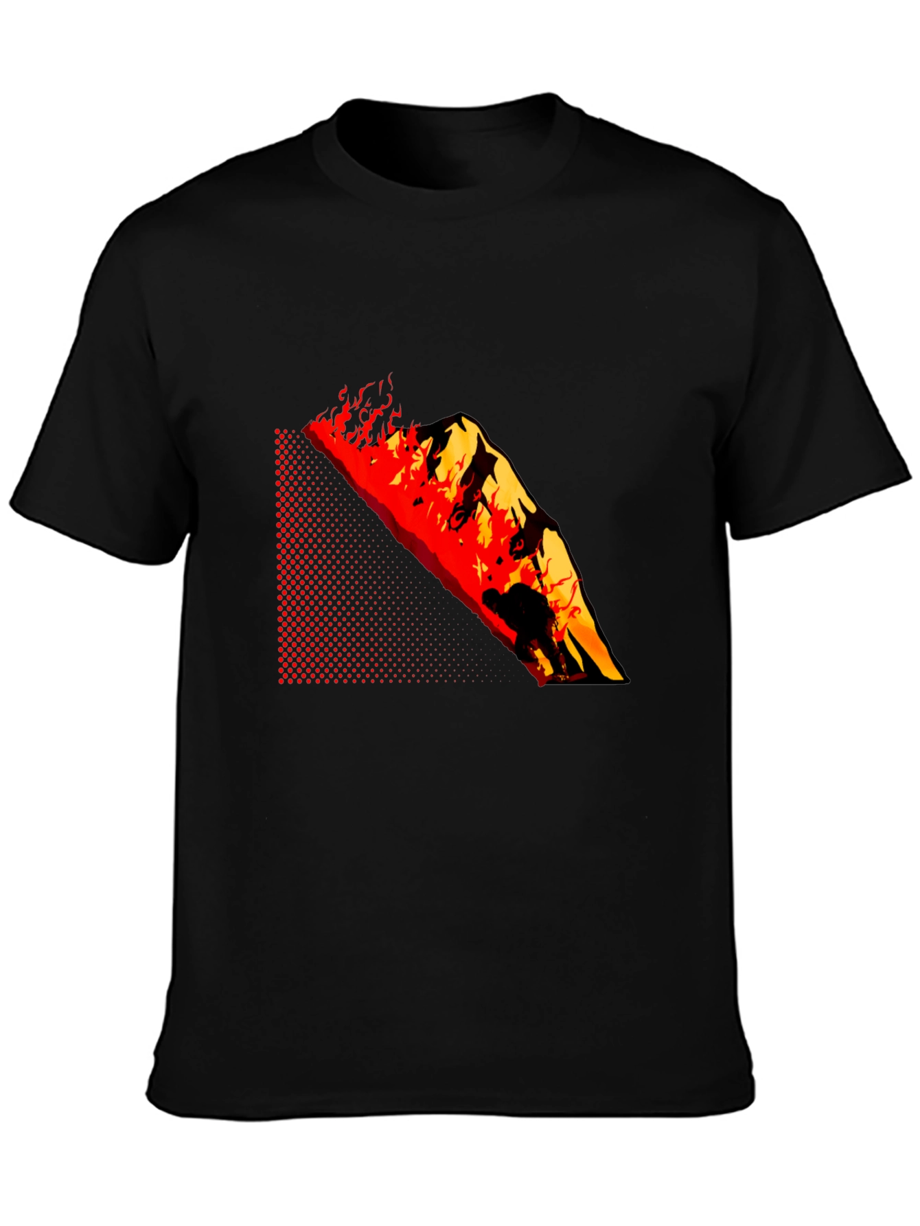 Black Burning Mountain Graphic Tee - Black Cotton Blend view 3