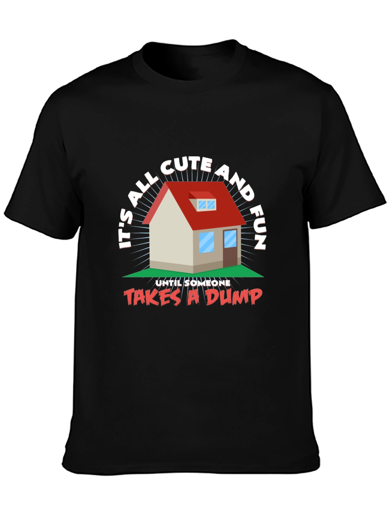 Black Funny House Graphic T-Shirt  view 3