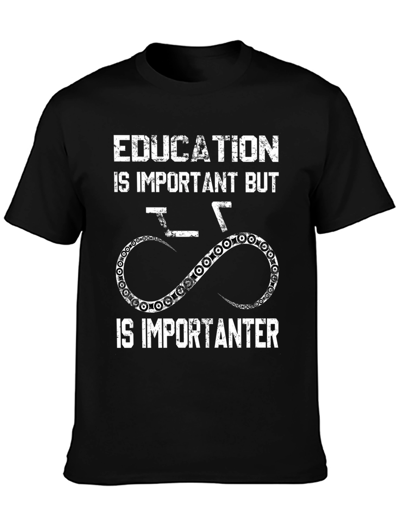 Black Funny Cycling T-Shirt: Education is Importanter view 3