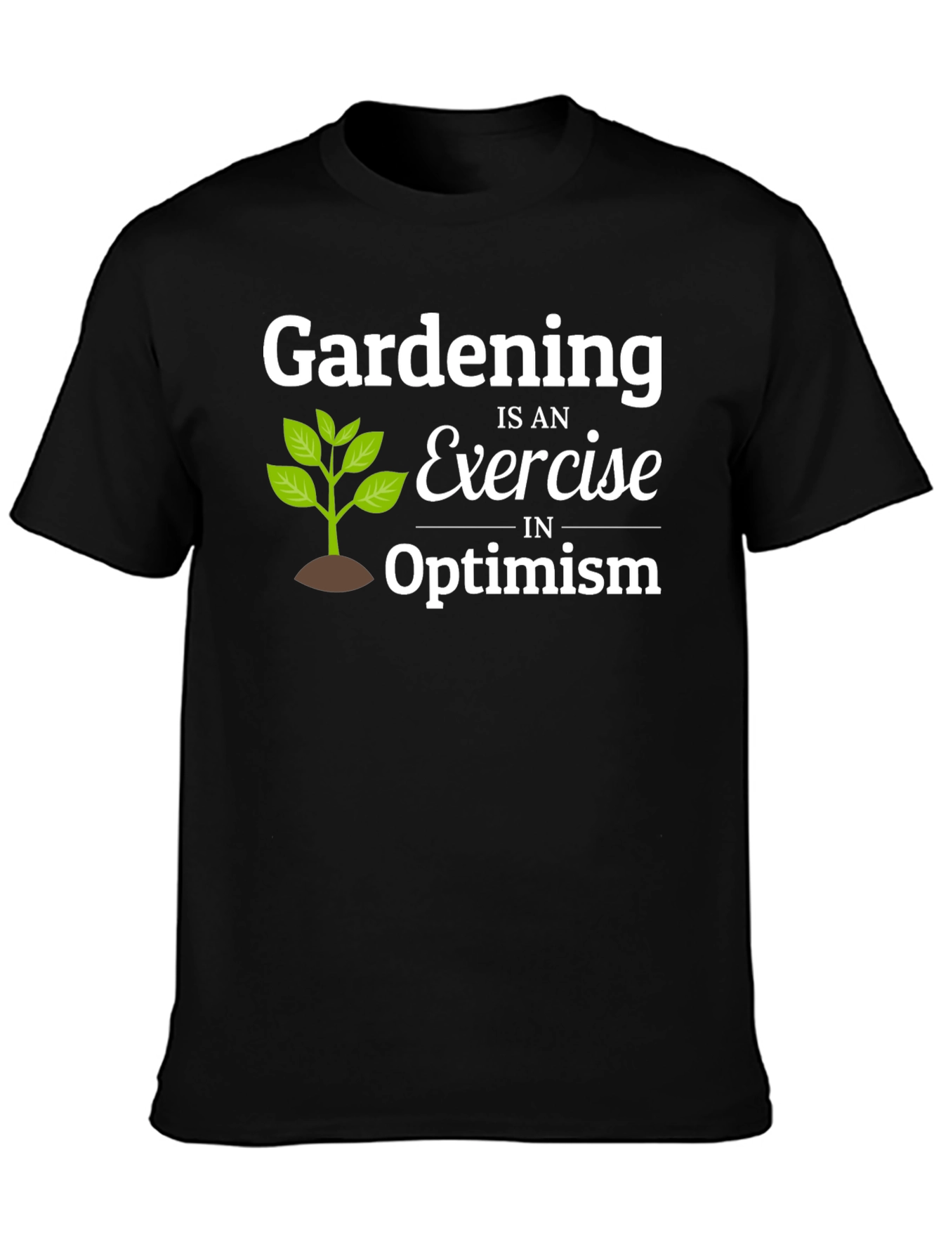 Black Gardening Optimism T-Shirt - Black Cotton Tee view 3