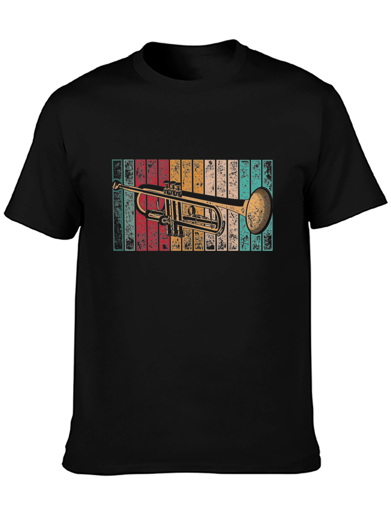 Black Vintage Trumpet T-Shirt - Retro Style view 3