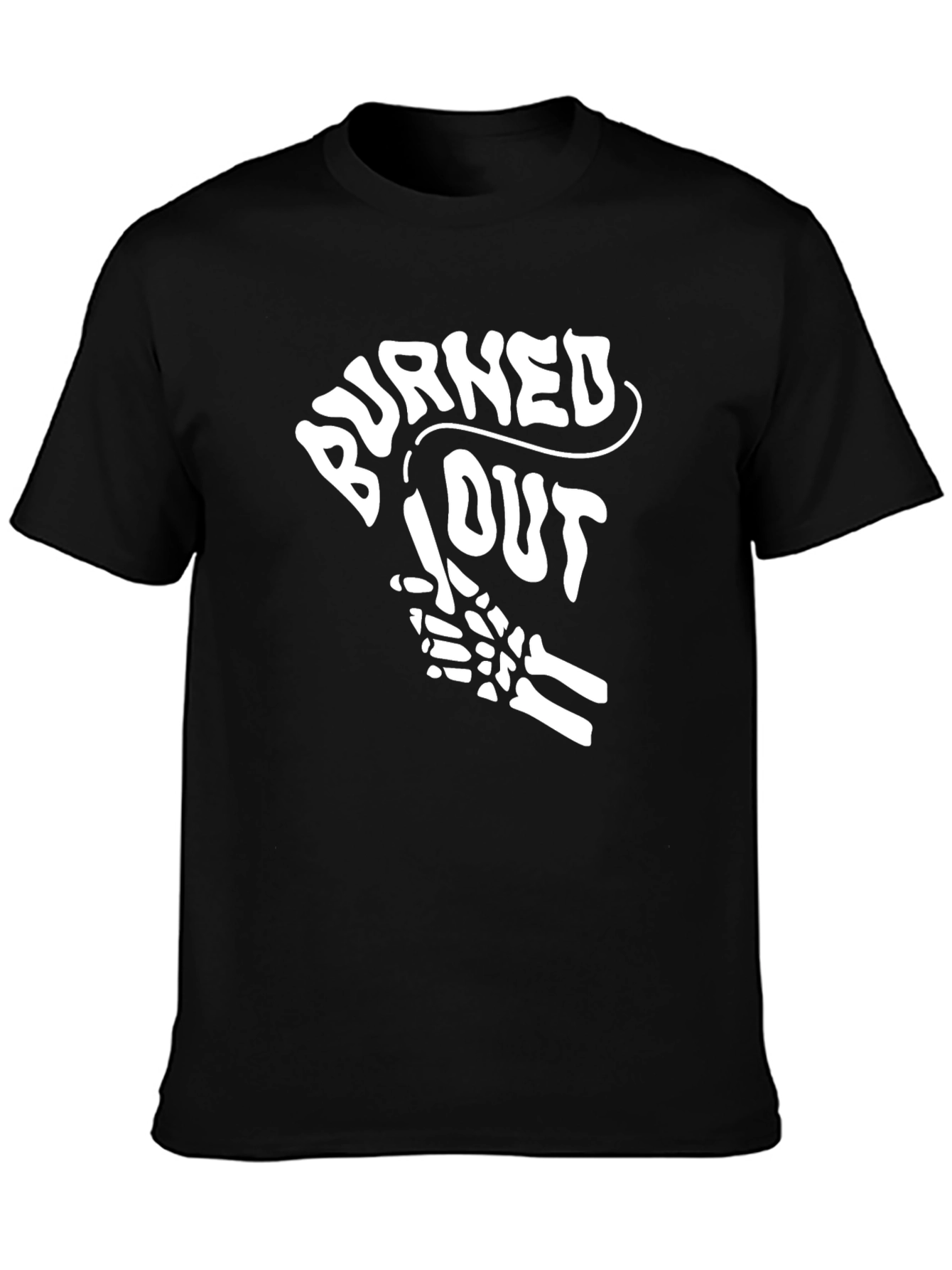 Black Burned Out Skeleton Hand Graphic Tee - Black view 3