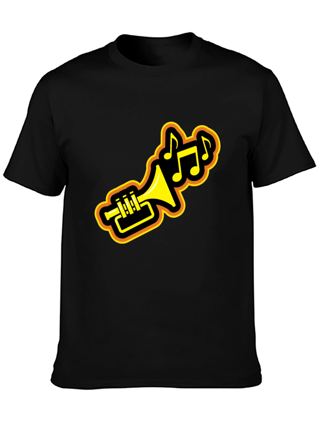 Black Trumpet Music Notes Black Graphic Tee view 3