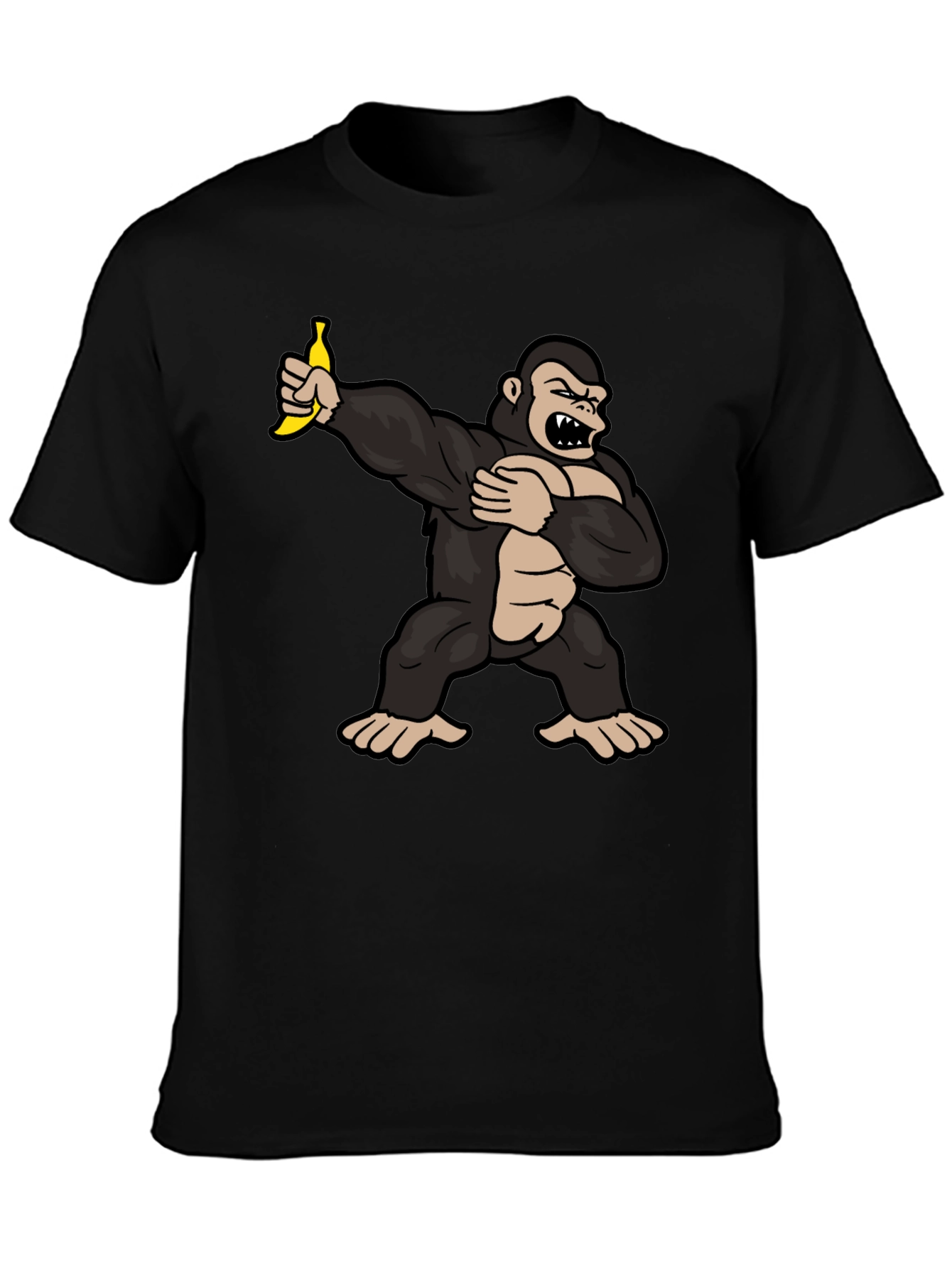 Black Funny Gorilla Dab Banana Graphic T-Shirt view 3