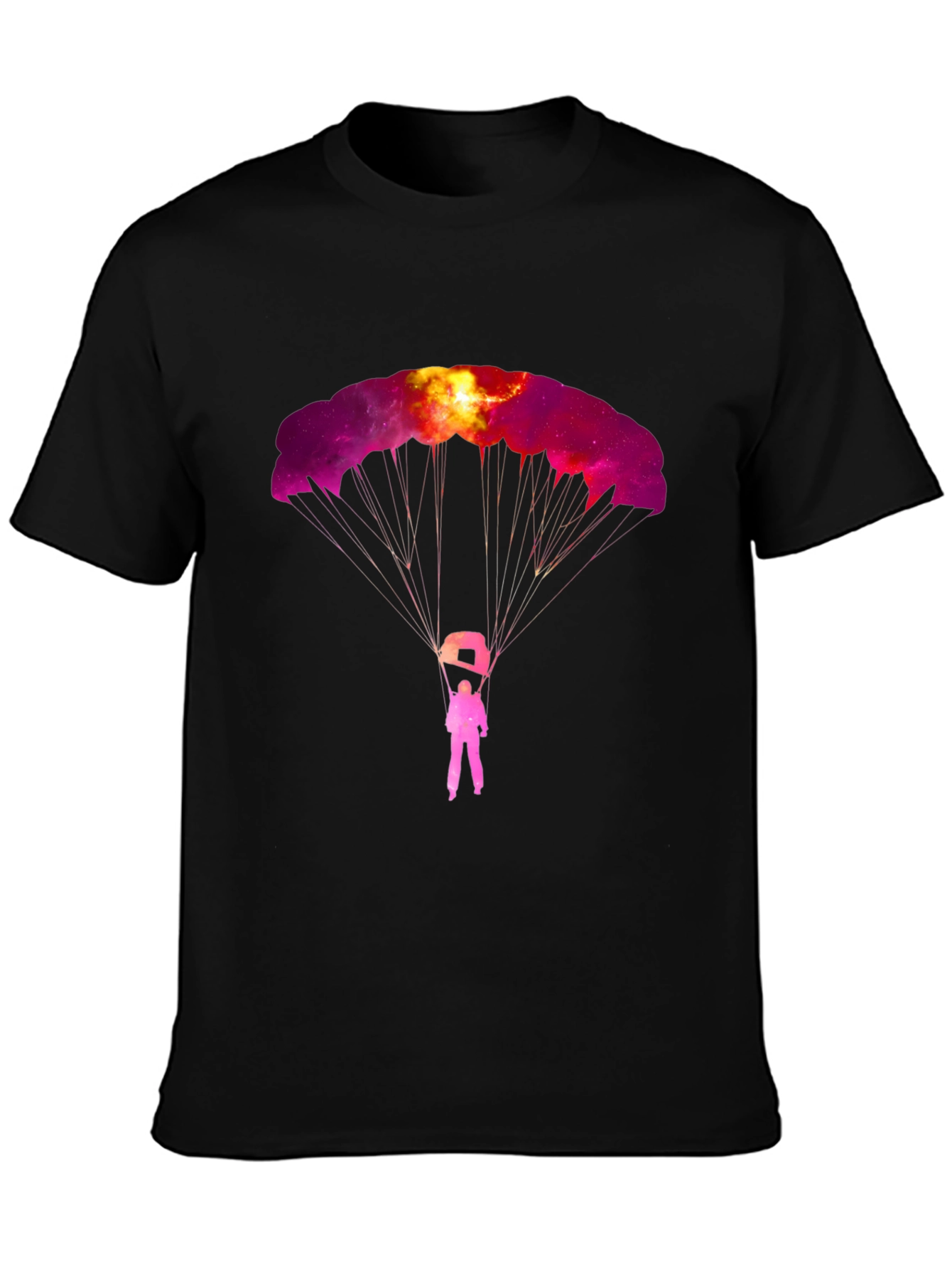 Black Skydiving Galaxy Graphic Tee - Black view 3